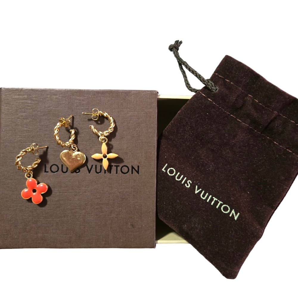 Louis Vuitton Gold and Red Earrings Set